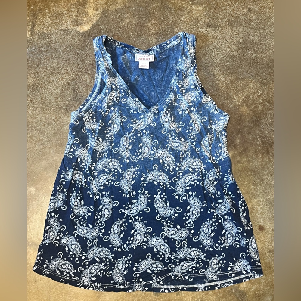 Ariat Blue Paisley Tank Top Small